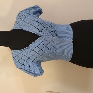 No Boundaries light blue cardigan sweater with buttons and fitted waistband.